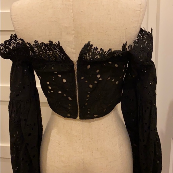 Blue Blush off the shoulder long sleeve top - Picture 5 of 6